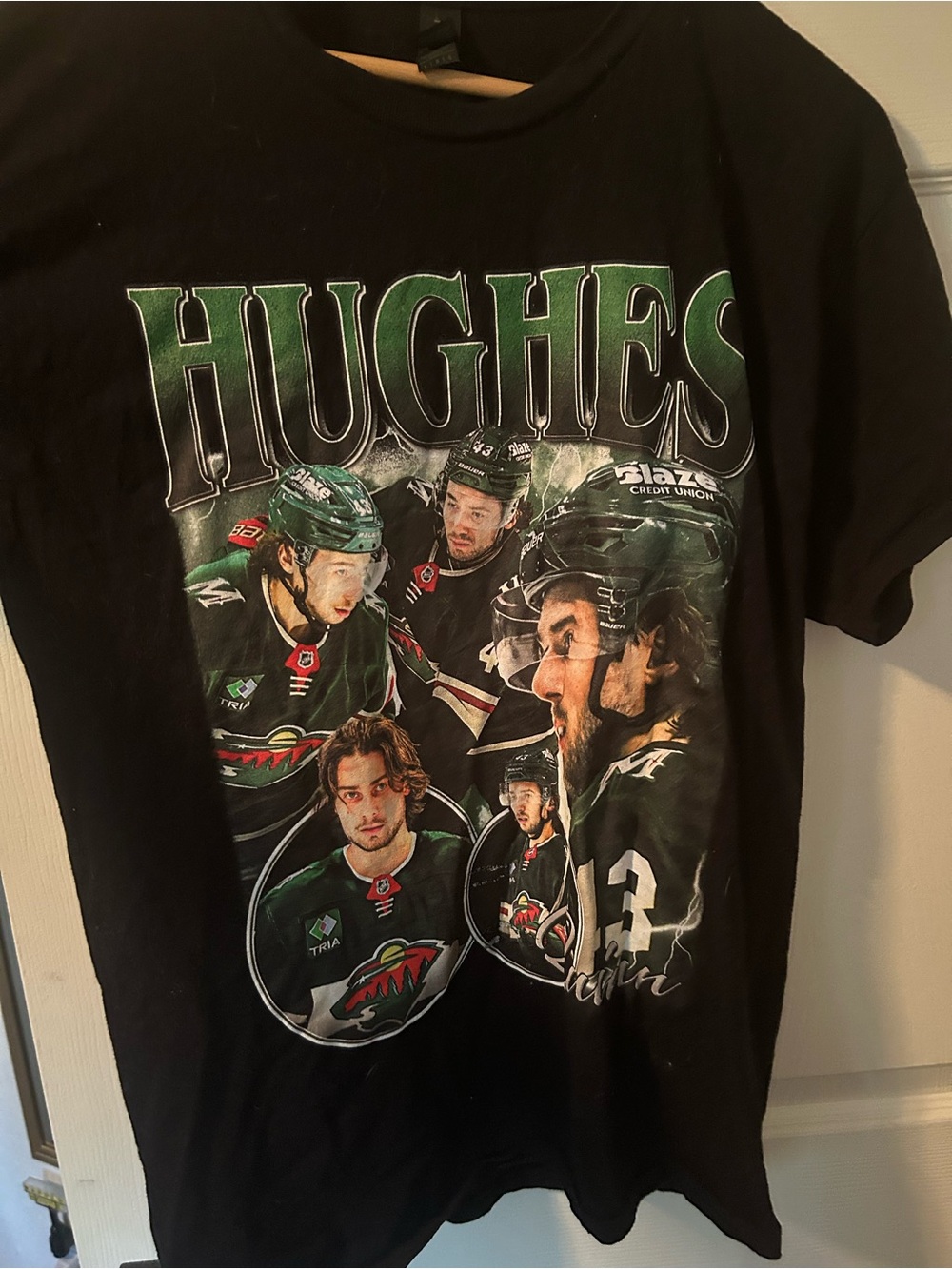 HUGHES Minnesota Wild Black Graphic Hockey Tee